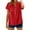 Red, variant on Xuniizn T Shirts for Women Short Sleeve Button V Neck Cotton Linen Solid Casual Breathable Summer Tops Soft Cozy Lightweight Tunic Blouses & Shirts, S-2XL