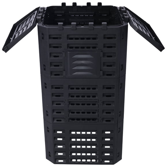 132 Gallon (500L) Large Outdoor Garden Composter Bin Recycled Plastic Compost Box Easy Assembly & Aerating Design for Backyard Yard Gardening