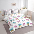 thumbnail image 2 of Manfei Blue Pink Ice Cream Drip Twin Bedding Sets 7-Piece for Kids Teens,Boys Girls Sport Baseball Bowknot Bedding Comforter Set,Ultra Soft Home Decor, 2 of 7