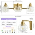 thumbnail image 5 of Deyidn Modern Industrial Vanity Light, 25 Inch Gold Bathroom Wall Sconce with Clear Glass Shade for Living Room Bedroom, 5 of 9