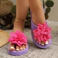 thumbnail image 2 of Bibifish Womens Flip Flops 3D Flower Decor Wedge Platform Thong Sandals Summer Outdoor Beach Fashion Slippers, 2 of 9
