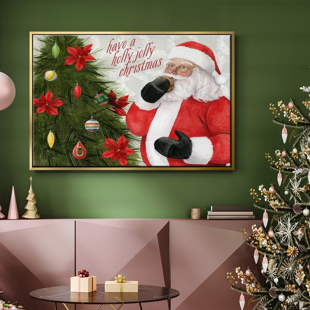 Arose Such a Clatter Collection A - Framed Gallery Wrapped Holiday Canvas - 17 x 25 - Gold Frame