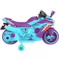thumbnail image 6 of HONGLONG Ride on Toys 12V Electric Motorcycle for Kids 2-4 Years, Ride on Motorcycle w/Training Wheels, LED Lights, Music, Blue Purple, 6 of 8