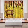 thumbnail image 2 of Ambesonne Forest Kitchen Curtains, Cartoon Tree and Bench, 55"x39", Burnt Sienna Yellow, 2 of 3
