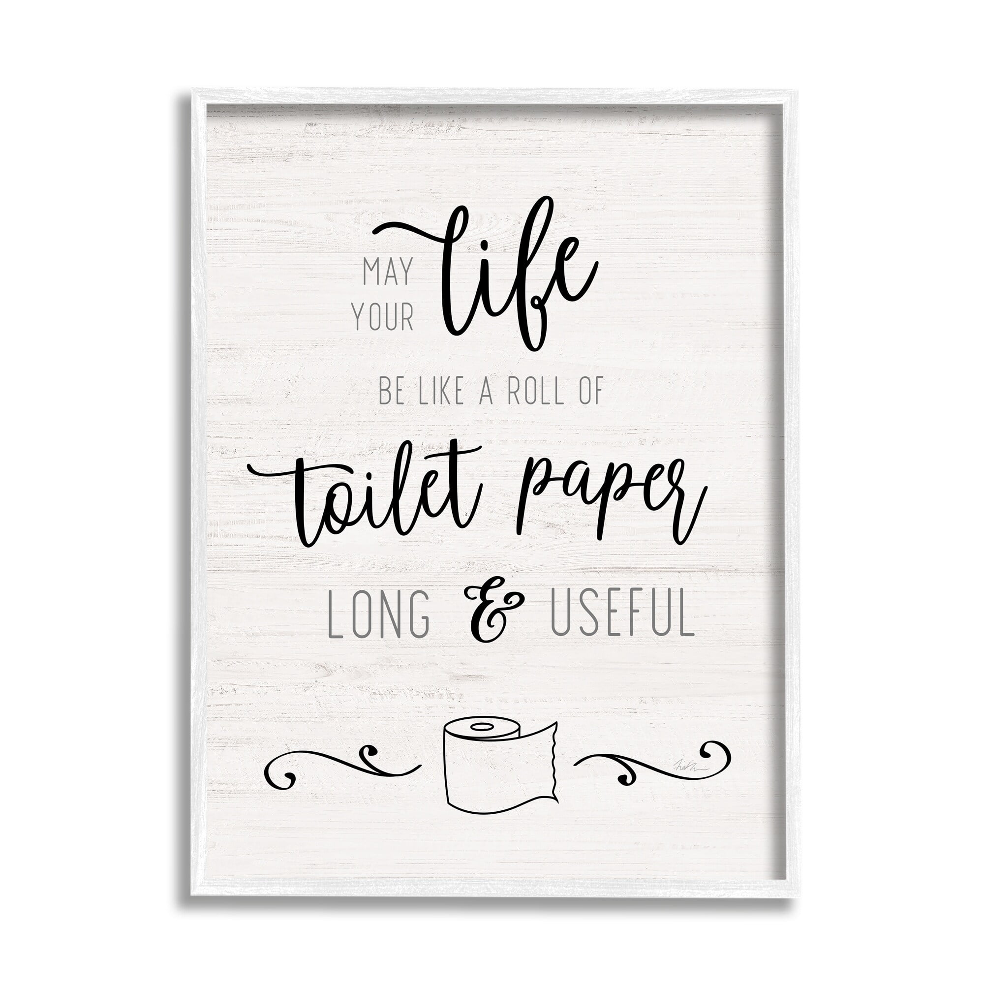 Stupell Industries Life Like Toilet Paper Roll Long and Useful Phrase, 16 x 20, Design by Natalie Carpentieri