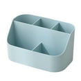thumbnail image 2 of Plastic Storage Box with Removable Dividers | Desktop Organizer for Cosmetics, Office Supplies | Adjustable Compartments, Slanted Ergonomic Design | Blue, Pink, White | 1 Piece, 7.56x4.13x4.02 in, 2 of 6