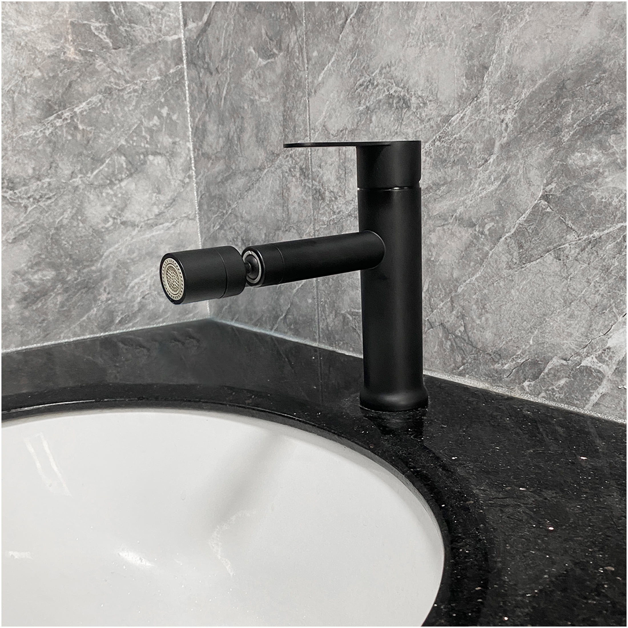 JERFIT Single Hole Bathroom Faucet, Matte Black Modern Vanity Sink Faucet with Single Handle for Easy Temperature Control