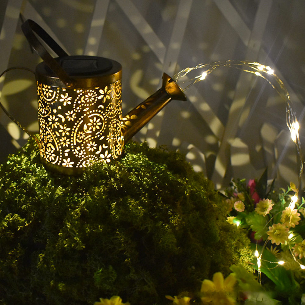 JETPAPA Star Shower Garden Art Led Lights, Solar Watering Can Fairy