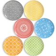 thumbnail image 1 of Dinner Plates Ceramic Plate Set - 10 Inch Large Porcelain Round Plate Sets of 6 - Flat Colorful Pattern Dining Plates for Kitchen | Family - Dishwasher | Microwave | Oven Safe, 1 of 6