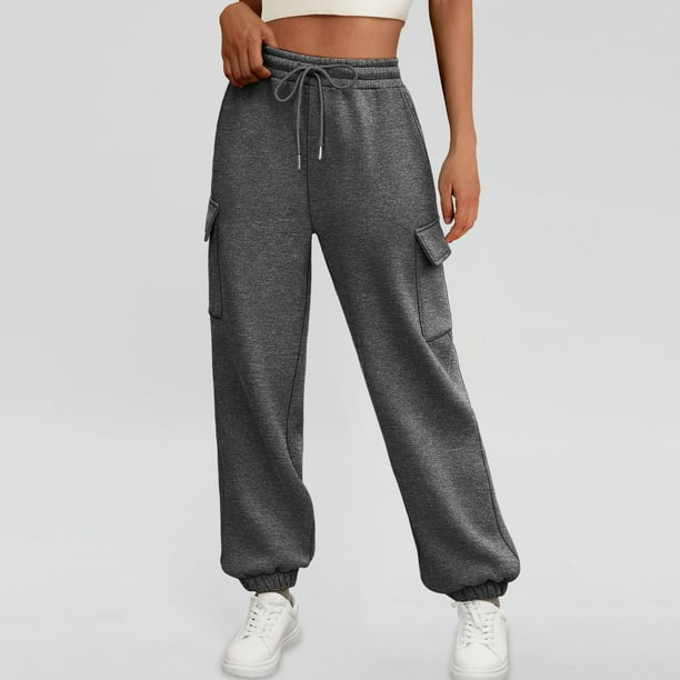 WILLBEST Pantalones Deportivos Holgados y Forrados para Mujer con Bolsillos para Otoño 2024: Pantalones Deportivos Cómodos y elegantes para el Día a Día. Mediana