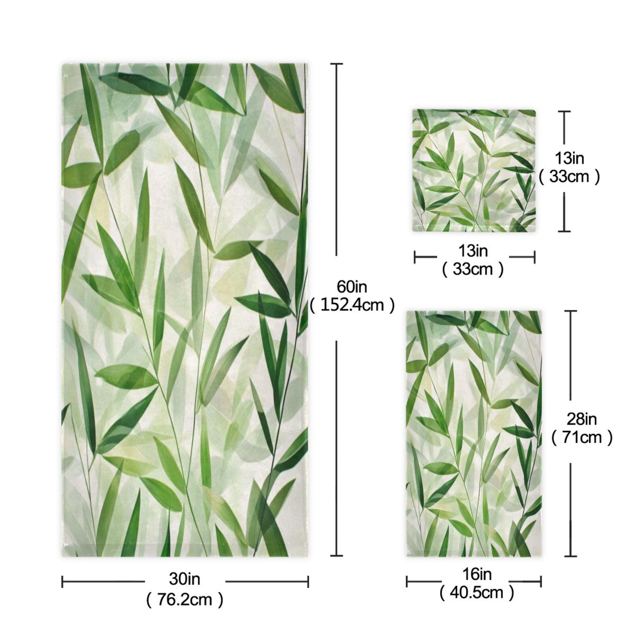 Three-Piece Towel Set Face Towel Towel Set Hand Towel Bath Towel Cotton Bath Towels Bath Towel Sets Hand Bath Towels Green Bamboo Leaves