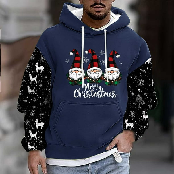 Sudadera con capucha para hombre, estilo casual, con cuello redondo, estampado, manga larga, blusa de poliéster