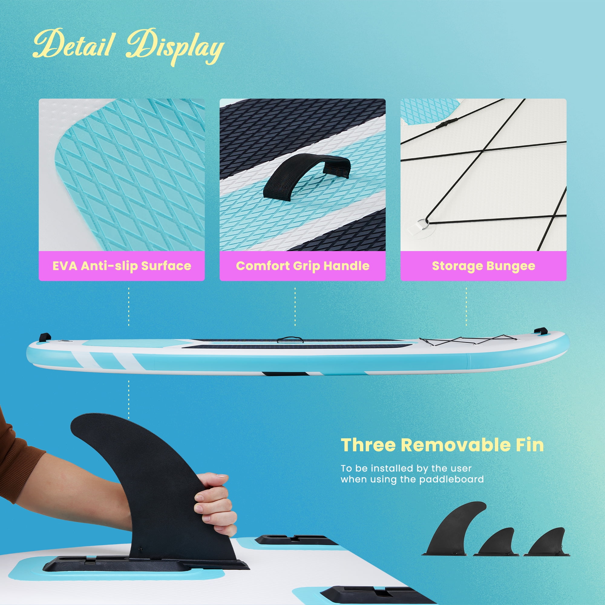 MCQ Inflatable Stand up Paddle Board Durable Advanced Material and Complete SUP Accessories Non-Slip Deck, ﻿Bule and Gray