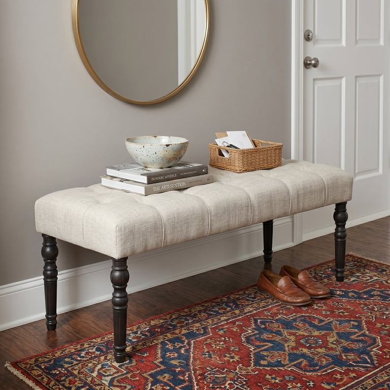Roundhill Furniture Leviton Tufted Dining Bench, Tan photo 3
