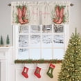 thumbnail image 4 of Merry Christmas Valances for Windows, 54 x 18in, Red Boots Leaves Hooly Gift Star Linen Rod Pocket Kitchen Valance Curtain Light Filtering Window Treatments for Living Room Bedroom, 1 Panel, 4 of 7