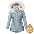 thumbnail image 3 of AOOCHASLIY Women Winter Coat Fashion Casual Women's Winter Solid Collar Hooded Drawstring Waist Zipper Padded Coat Blouse, 3 of 4