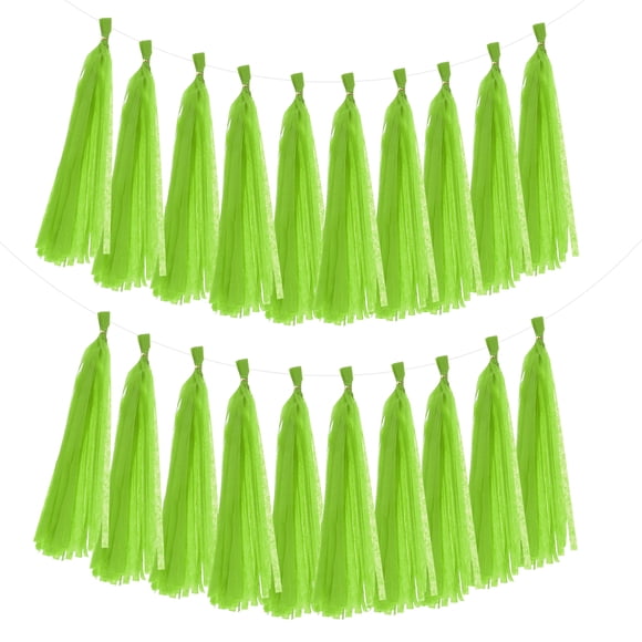 Uxcell 20 Pcs Guirlande à Franges Vert Vif 14.6 x 9.4 Pouces Bannière à Franges en Papier de Soie
