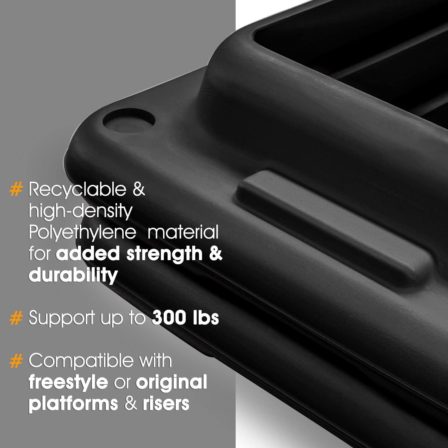 Yes4All Aerobic Risers for Step Platform - 16 x 16 x 2.2 in, Black (A pair)