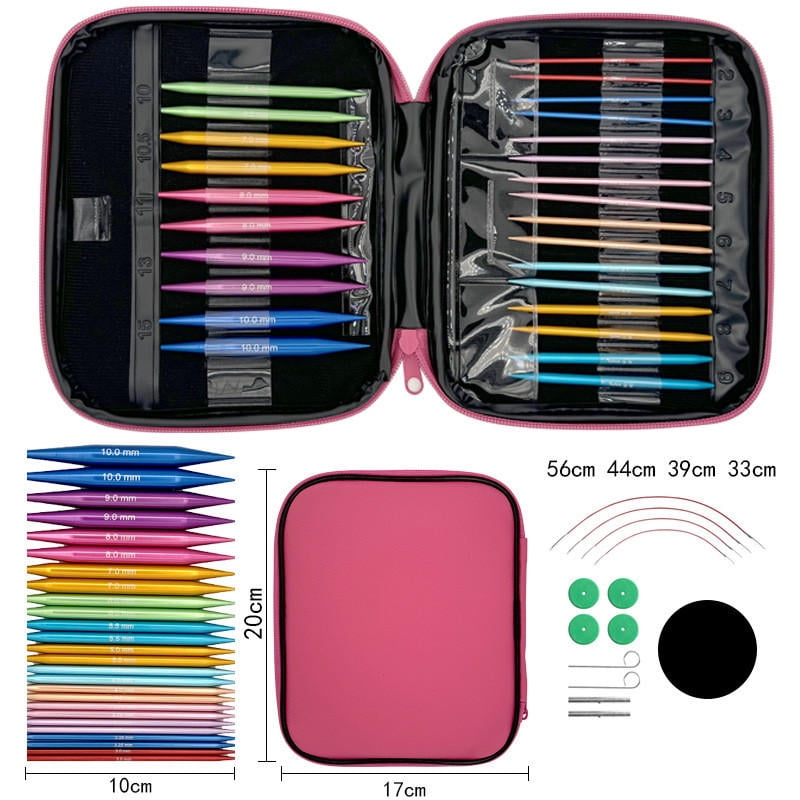 13 Sizes Aluminum Circular Knitting Needles Set Interchangeable Crochet Hooks