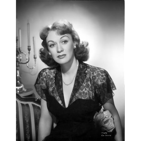 Eve Arden Portrait in Lace V-Neck Dress with Necklace Photo Print