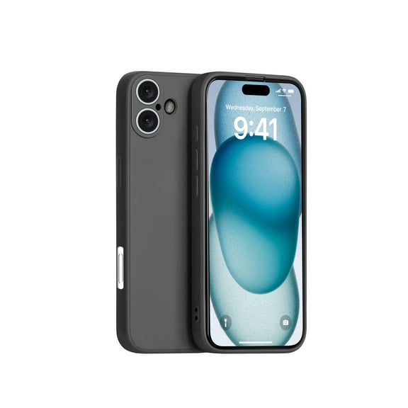 Panda Baby Silicone Case for iPhone 16 Plus, Slim Shockproof, Skin Friendly and Microfiber Lining (Black)