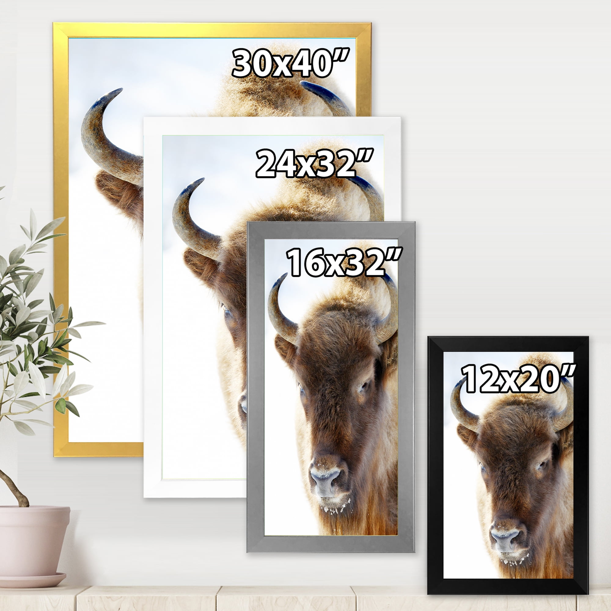 Designart 'Close UP Of Wild Bison' Farmhouse Framed Art Print