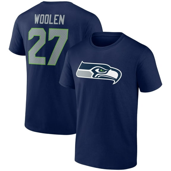Men's Tariq Woolen Navy Seattle Seahawks Icon Player Name & Number T-Shirt