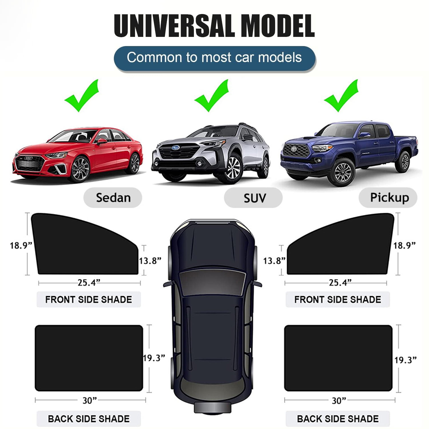 Car Window Shades, HOMEYA 4 Pack Magnetic Car Side Window Sun Shade Cover Front Rear Shield UV Block Protection (Front & Rear)