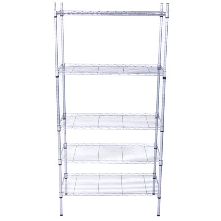 ROBOT-GXG Heavy Duty 5-Shelf Metal Storage Rack, Adjustable Carbon Steel Wire Shelving Unit Organizer for All Age Groups