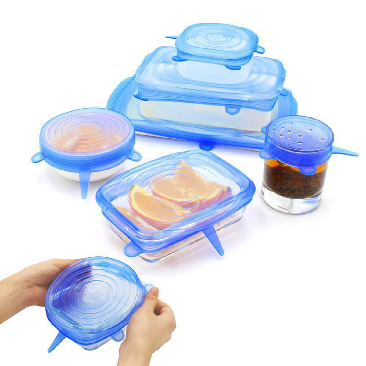 6pcs Set Different Size New Zero-Waste Reusable Food and Container Lids 
