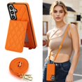 thumbnail image 3 of For Samsung Galaxy A57 5G RFID Blocking Protective Purse Wallet Case Magnetic Flip Cover Multi-Card Slots Pocket With Detachable Shoulder Strap,Orange,For Galaxy A57 5G, 3 of 7