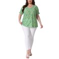 thumbnail image 6 of Agnes Orinda Women's Plus Size Floral Tops V Neck Ruffle Short Sleeve Casual Summer Blouses 4X Green Yellow, 6 of 7
