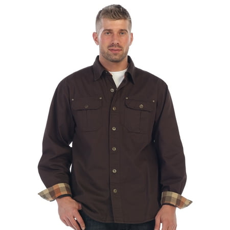 Gioberti Men's Brushed and Soft Twill Shirt Jacket with Flannel Lining