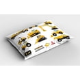 thumbnail image 2 of Ambesonne Cartoon Pillow Sham 2 Pack, Yellow Construction Site, 36"x20", Earth Yellow Black Red, 2 of 3