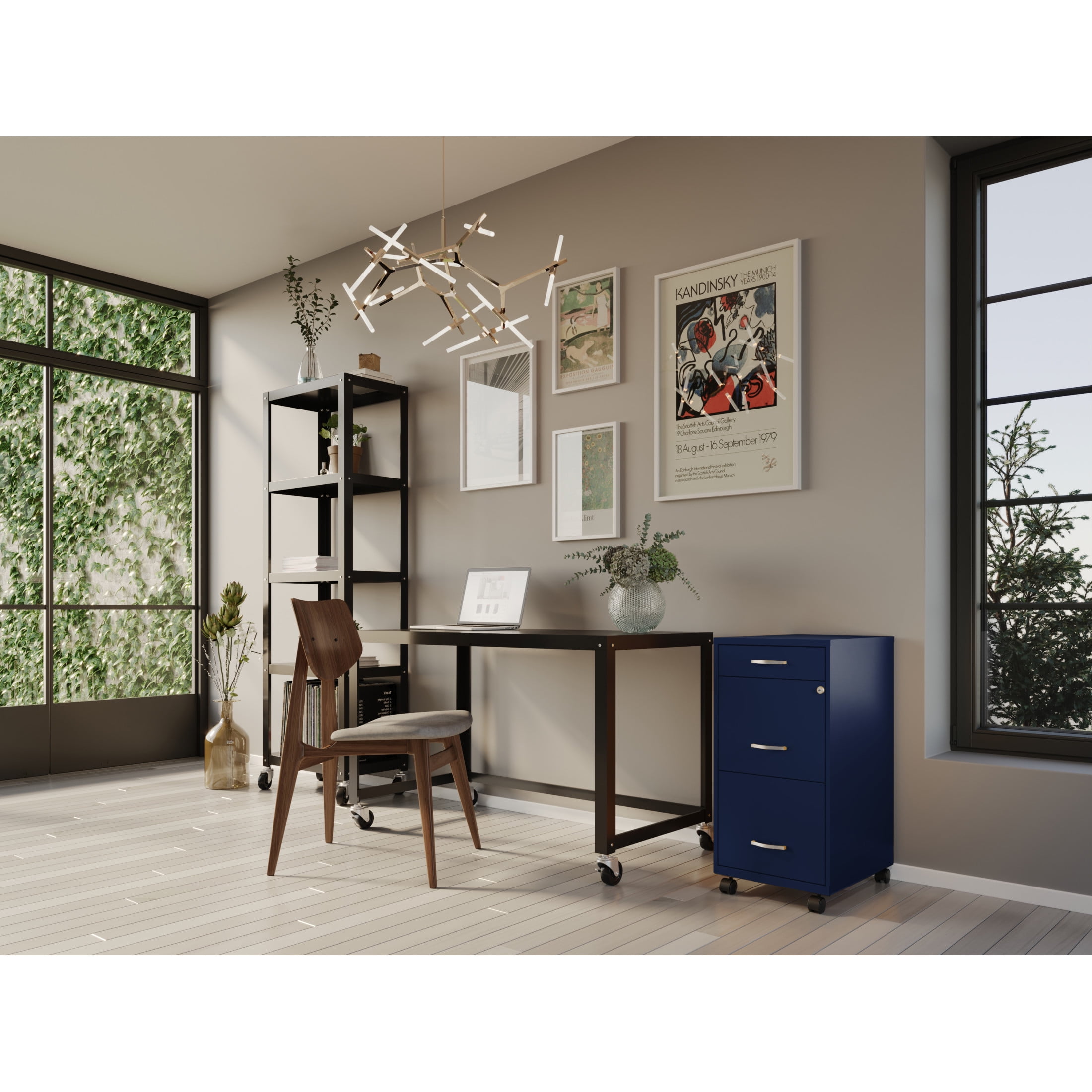 Space Solutions 18" Deep 3 Drawer Mobile Letter Width Vertical File Cabinet, Navy