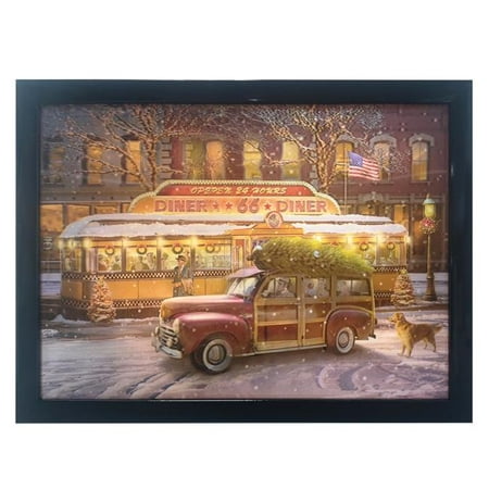 UPC 086131520839 product image for Kurt Adler 15.7-Inch Battery-Operated 3D LED Framed Christmas Diner and Car Art | upcitemdb.com