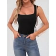 thumbnail image 3 of Women Square Neck Tank Tops Dressy Summer Sleeveless Shirts Going Out Fitted Trendy Tops T Shirts Blouses Black S, 3 of 7