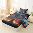 thumbnail image 2 of Erosebridal Dragon Twin Sheet Sets, Samurai Bedding for Boys Men, 1 Flat Sheet, 1 Fitted Sheet and 1 Pillowcase, 2 of 5