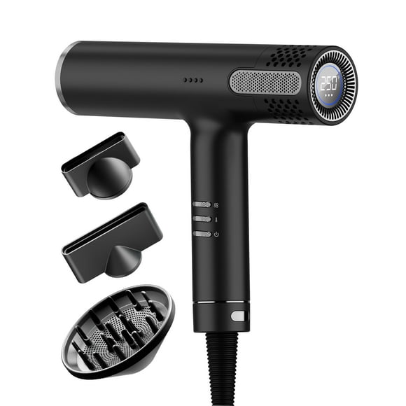 Secador de pelo Lanvier con difusor, secador iónico profesional con motor sin escobillas de alta velocidad, diseño compacto para un secado rápido, control inteligente de 4 niveles de calor y 3 niveles