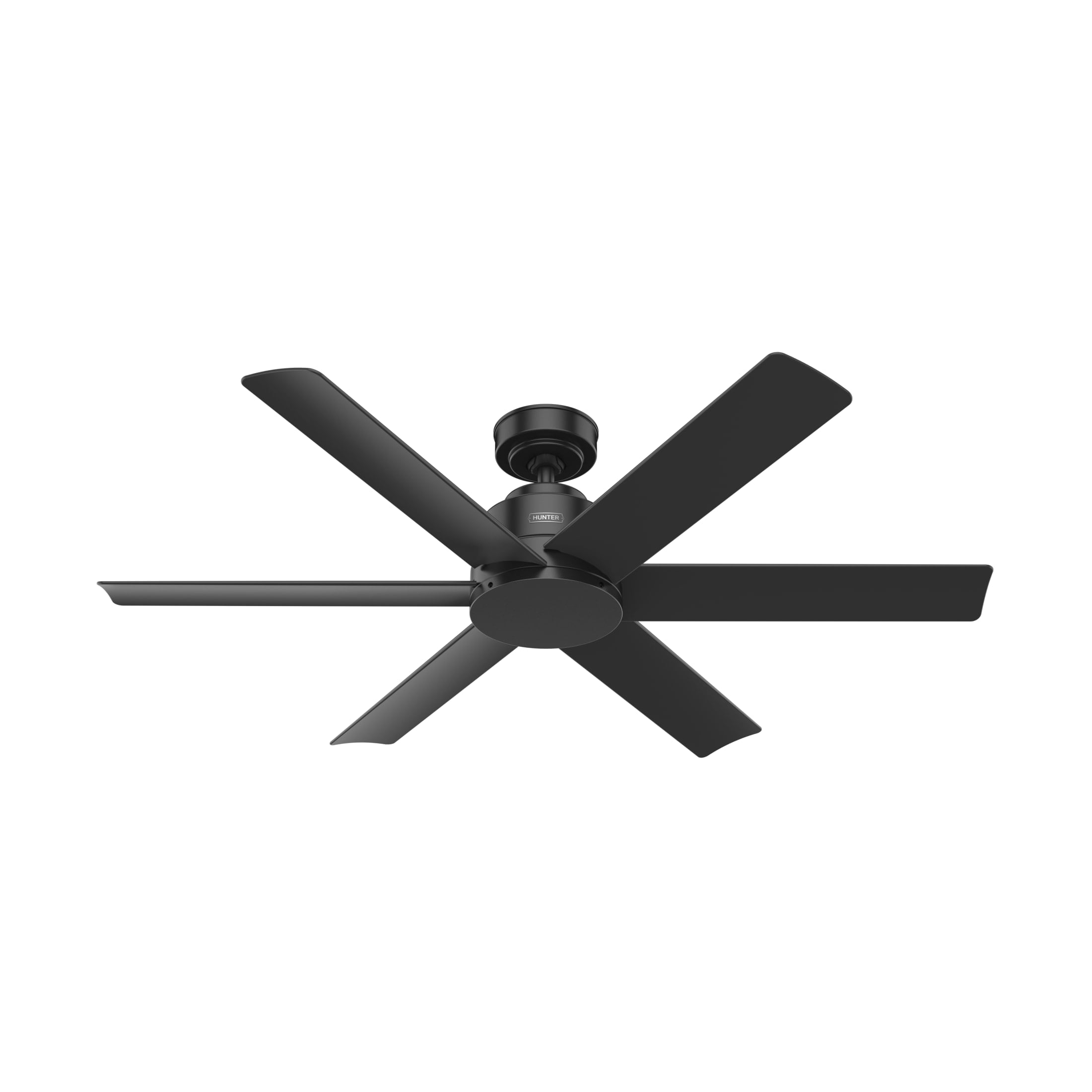 Hunter 52 inch Outdoor or Indoor Ceiling Fan No Light - Black Ceiling Fan without Light, For Patio, Porch, Garage, or Living Room, Standard Mount, 6 Blades, Wall Control - Kennicott 51180, Matte Blac