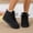Black, variant on Women's Slip on Ankle Boots, Fall Winter Round Toe Lace Up Flat Warm Fleece Lined Cotton Boots with Breathable Upper and Non Slip Sole, Cozy Winter Footwear for Cold Weather Daily Wear