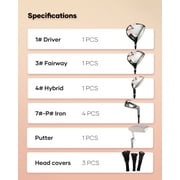 Naipo 12-Piece Womens Complete Golf Club Set with Steel Shafts, Deluxe Stand Bag, Right Hand, Pink