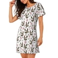 thumbnail image 2 of Yiaed Flowe Rooster Print Women's Loose-Fit Short Sleeve Nightgown, Soft and Comfortable Sleep Dress for Relaxation and Sleepwear, 2 of 6