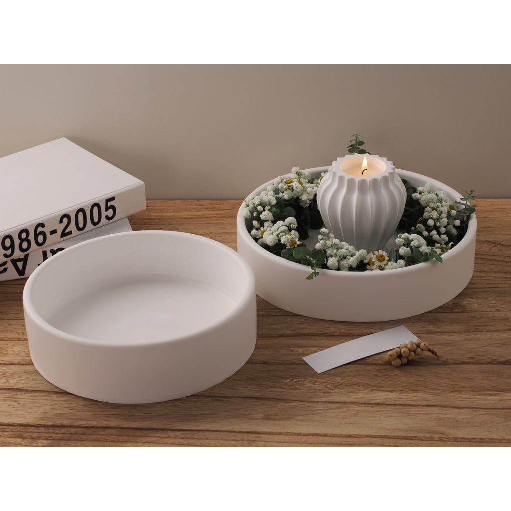Geemin Silicone Molds Candle Tray Mould Round Storage Bowl Castings Molds Plaster Molds Flower Pots Molds Craft Supplies