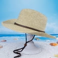 thumbnail image 5 of Men's Korean Straw Hat Foldable Travel Beach Hat Adjustable Cord for Fishing Camping with Wide Brim, 5 of 5