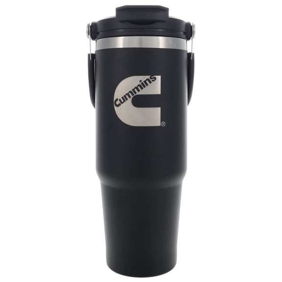 Cummins CMN35401 2-in-1 30 oz Travel Tumbler with Handle Stainless Steel with Flip Lid & Straw - Black