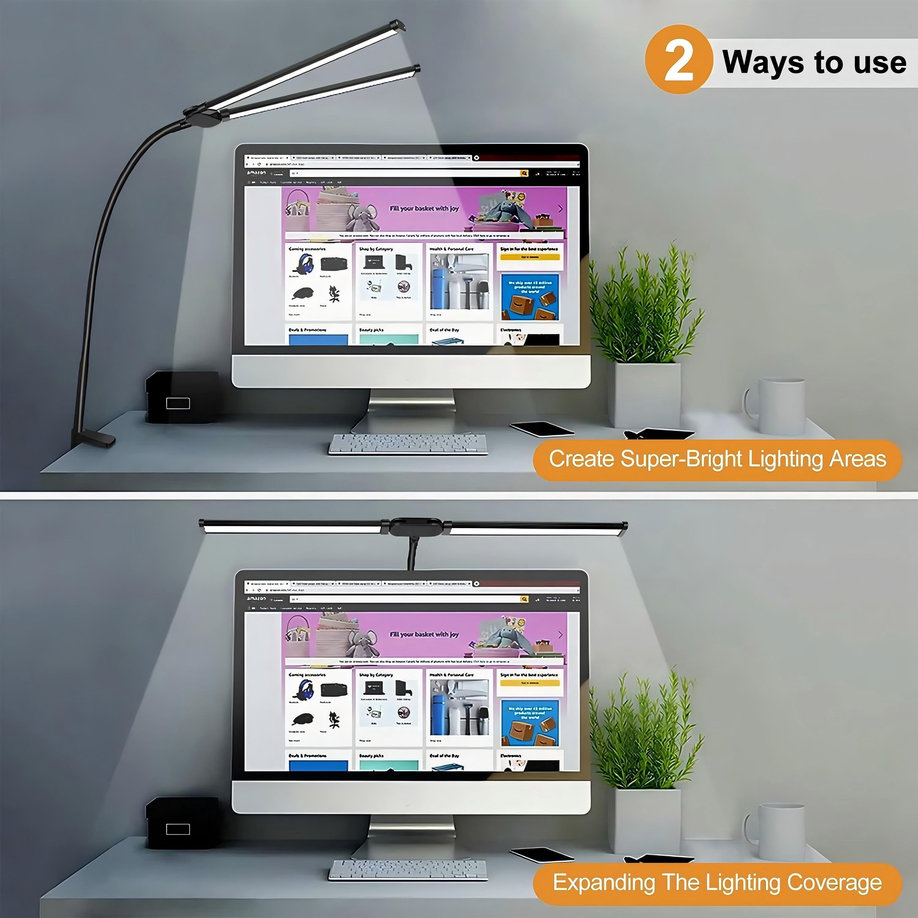 Afaoiry Desk Lamp - 12W Ultra Bright Auto Dimming Desk Light, Multi-Angle Adjustment, 10-Level Dimmable