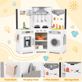 thumbnail image 4 of TLSUNNY Kids Corner Play Kitchen, Wooden Pretend Kitchen Playset W/ Washer, Range Hood W/ Lights & Sound, Stove, Ice Maker, Coffee Maker, Cutting Board, Gift for Boys Girls, 4 of 8