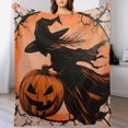 thumbnail image 4 of NIANHE witch pumpkin broom blanket, comfortable and soft, warm casual blanket, printed design, winter sofa dormitory home decoration, must-have travel product. Size is 40x50 inches., 4 of 6