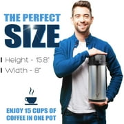 Vondior Thermal Airpot Coffee & Tea Beverage Urn, Silver, Large, 102 oz